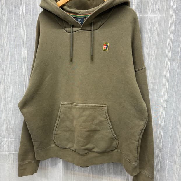 00s 나이키 스우시 테니스 로고 카키 후드티