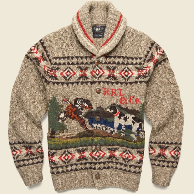 RRL 핸드니트 숄카라 가디건