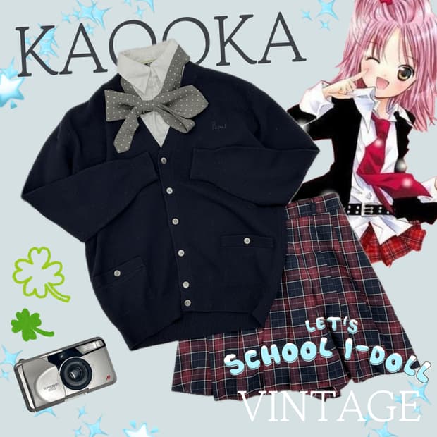 ♣️캐캐체깔 고갸루 코디세트♣️ 아방핏 가디건 하이틴 체크 치마바지