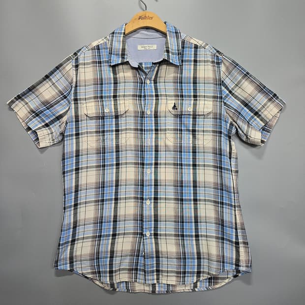 빈폴(BEAN POLE) 남성 체크 반팔 셔츠 100