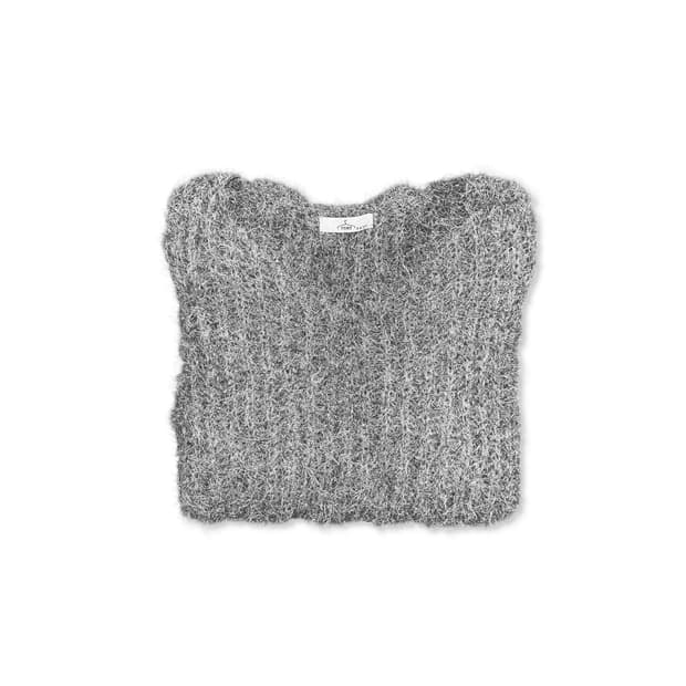 Glitter Detail Fur Crop Sweatshirt