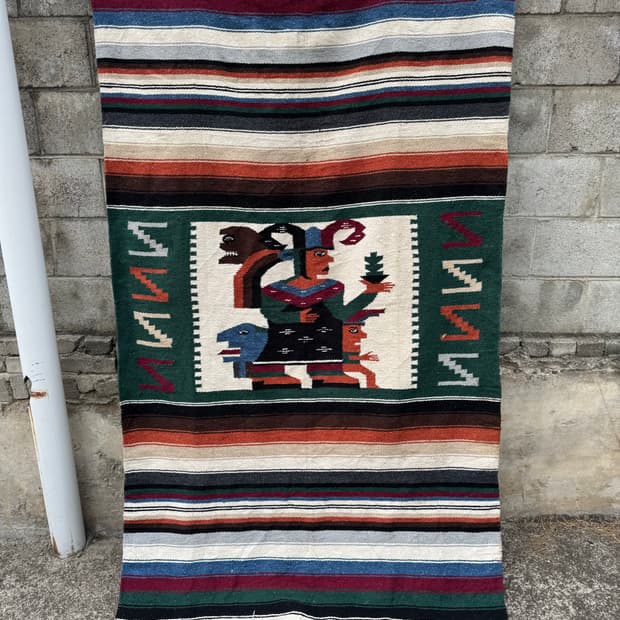 빈티지 멕시코 멕시칸 러그 블랑켓