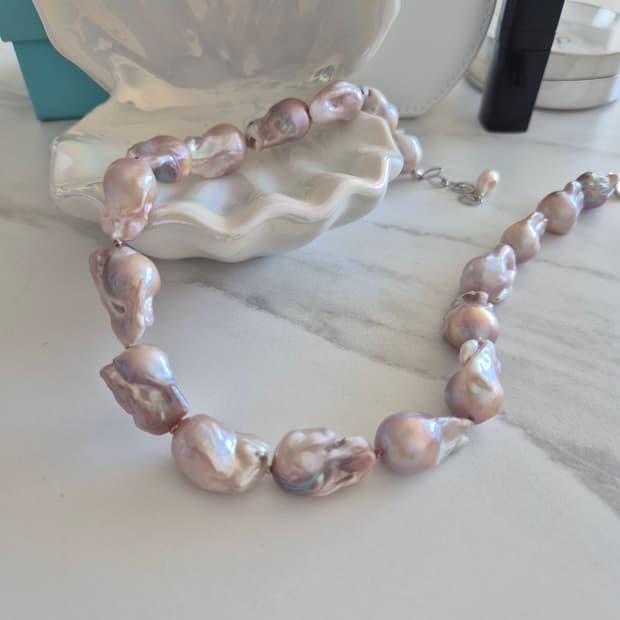 핑크바로크 담수진주 목걸이