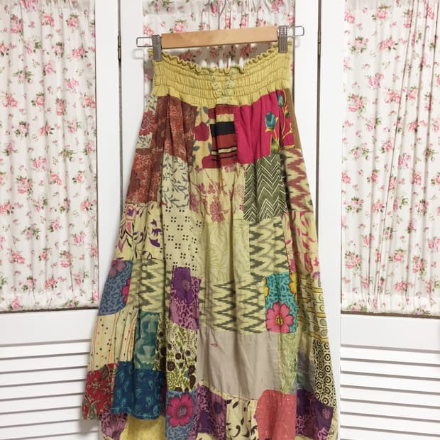 빈티지 히피모리걸 패턴 패치스커트