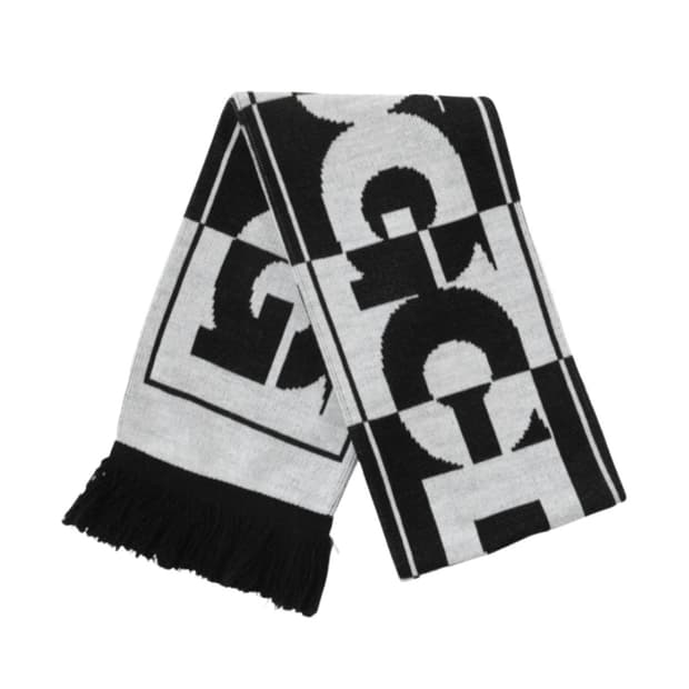 CDG 로고 체크 머플러 화이트 블랙