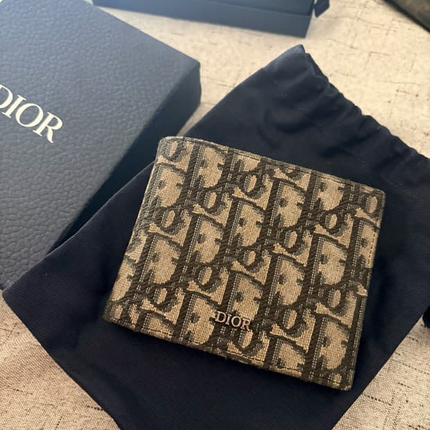 [정품]디올 오블리크 반지갑 베이지