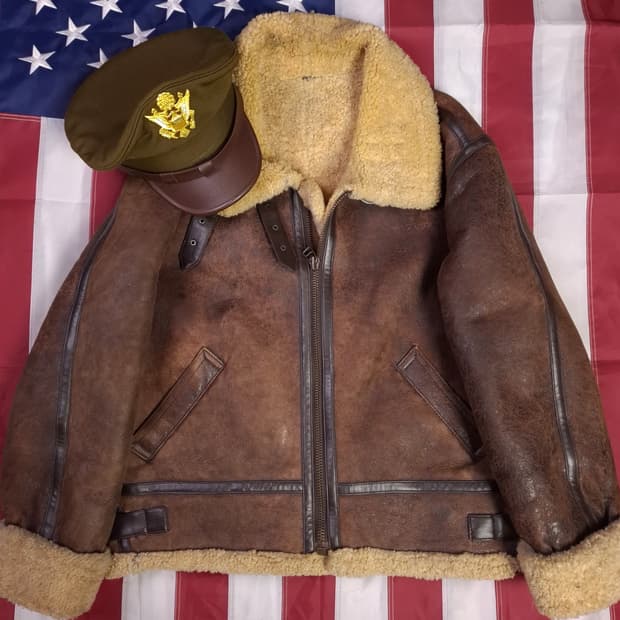 90's 국내산 미공군 B-3 TYPE 천연가죽 항공 폭격기 무스탕