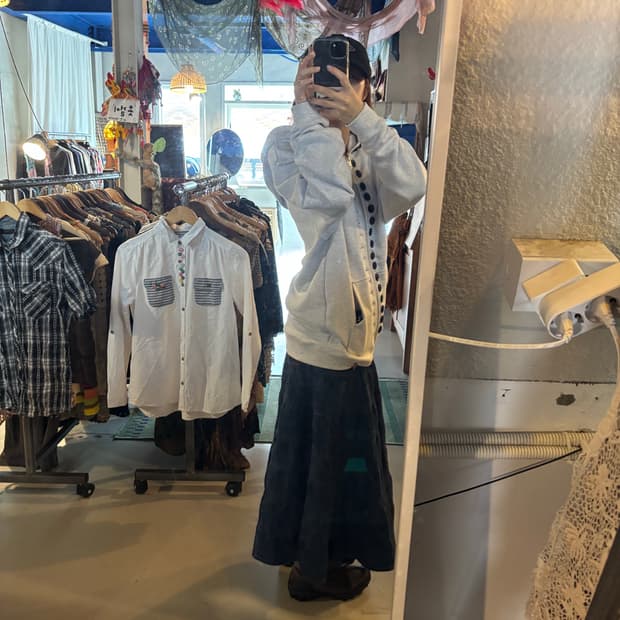 Y2K 무드 빈티지 데님 포켓 티어드 스커트