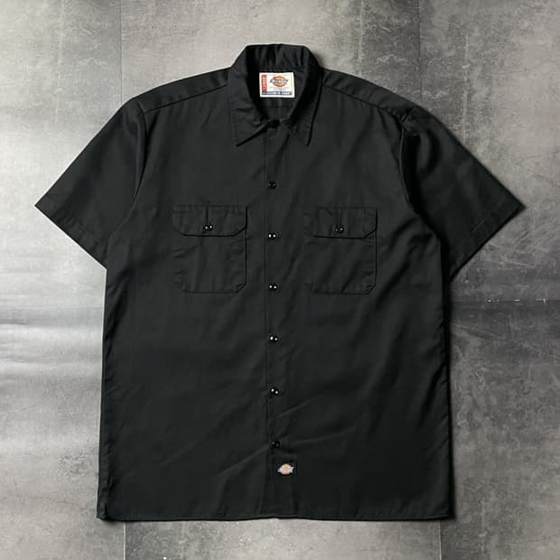 DICKIES 디키즈 블랙 플랩포켓 반팔 워크셔츠 A01108
