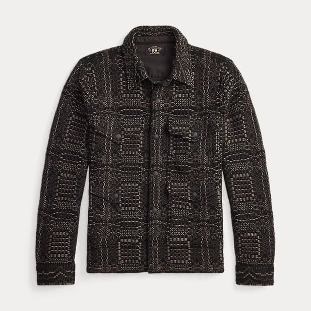 RRL 자카드 니트 울 오버셔츠 L 판매 합니다