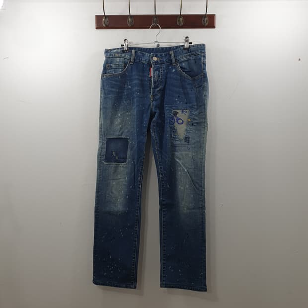 32 디스퀘어드2 남성 패치워크 빈티지 워싱 청바지 팬츠