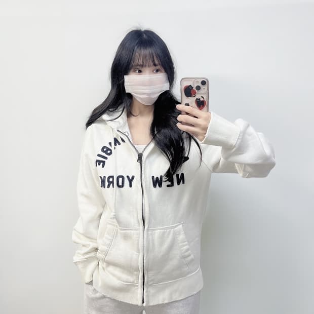 아베크롬비 아치 로고 후드집업 화이트