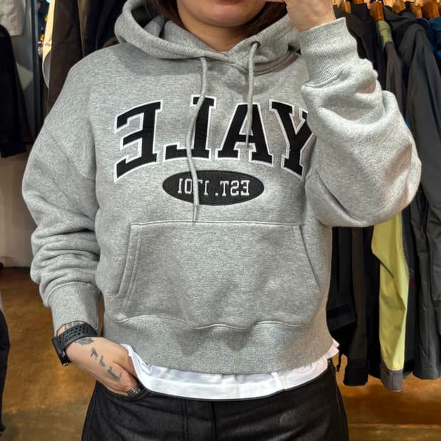 예일 빅로고 그레이 후드