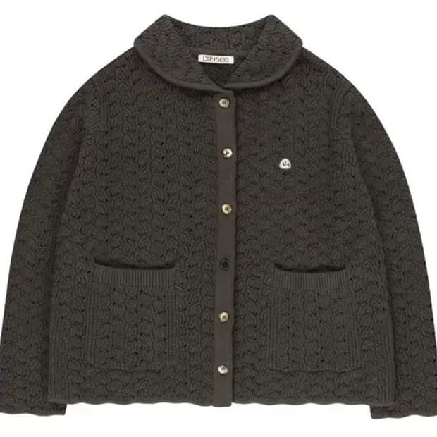 코이세이오 웨이브 니트 가디건 브라운