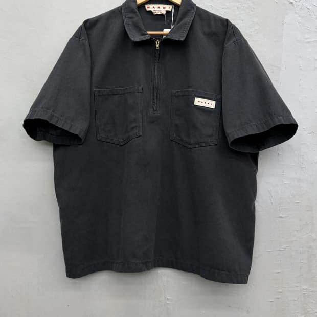 마르니 베이직 패치로고 코튼쉘 쿼터 집 탑