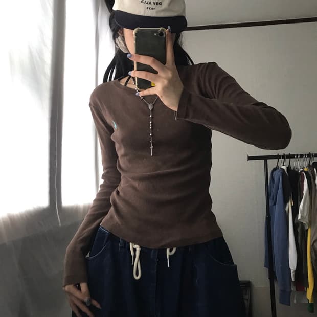 폴로 브라운 민트포니 롱슬리브