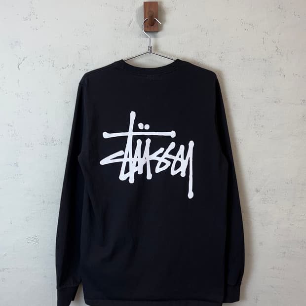 스투시 스탁로고 롱슬리브 블랙