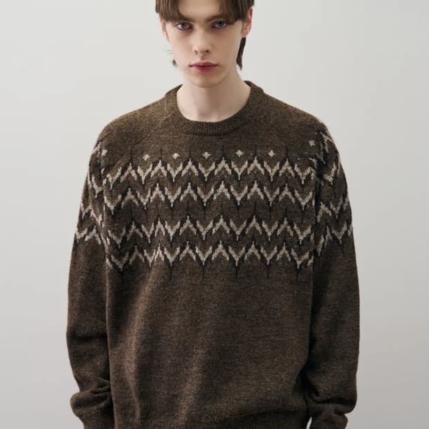 드로우핏 울 헤어리 노르딕 크루넥 니트 M