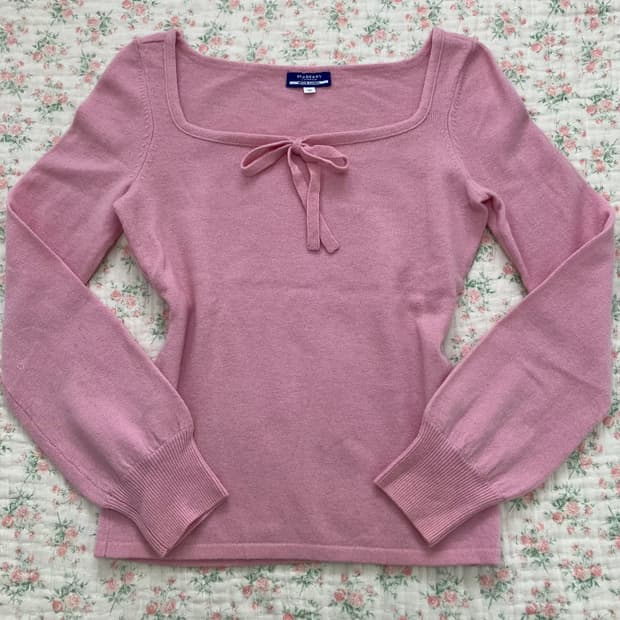 버버리 블루라벨 딸기 우유 핑크 리본 니트 1081 모리걸 y2k 스트릿