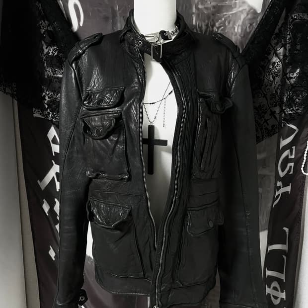 ITALY Sheepskin 벨티드포켓레더자켓 양가죽디올에디슬리먼st