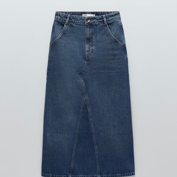Zara 자라 Denim Premium 70s 미디스커트 (S사이즈)