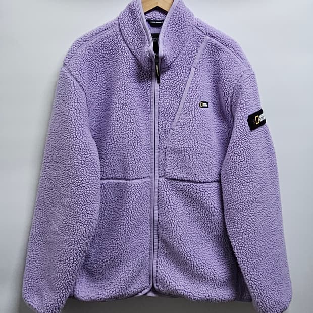 내셔널지오그래픽 퍼플 뽀글이 플리스 집업 2XL