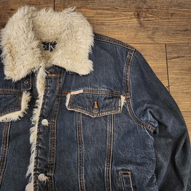 캘빈클라인 양털 트러커 청자켓 M