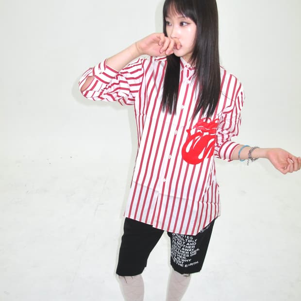 •꼼데가르송 옴므 플러스X롤링스톤즈 SS06 스트라이프 셔츠