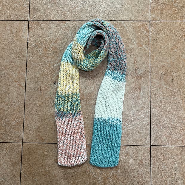 빈티지 파스텔 멀티컬러 니트 머플러 목도리 