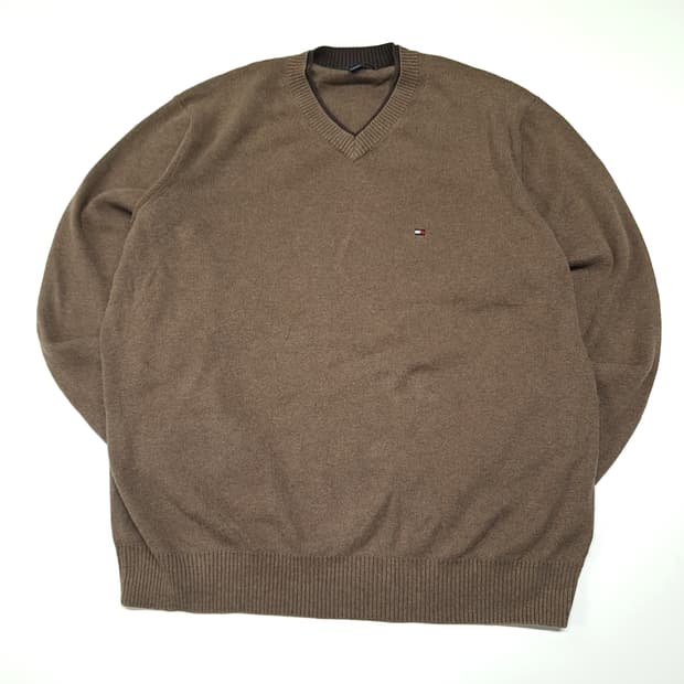 CL781 L 타미힐피거 90s 홍콩판 브라운 니트 스웨터