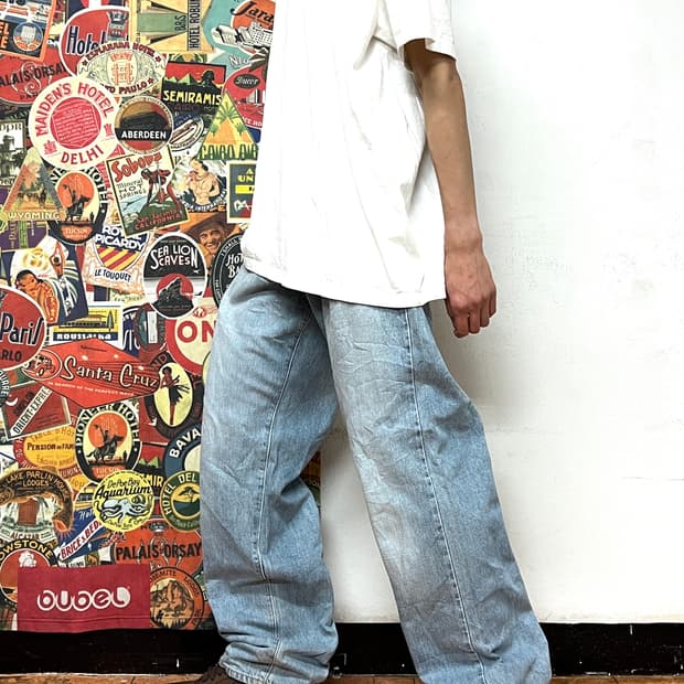 90s 빅존 GL HEART 와이드 데님 올드스쿨 배기핏 연청바지 31