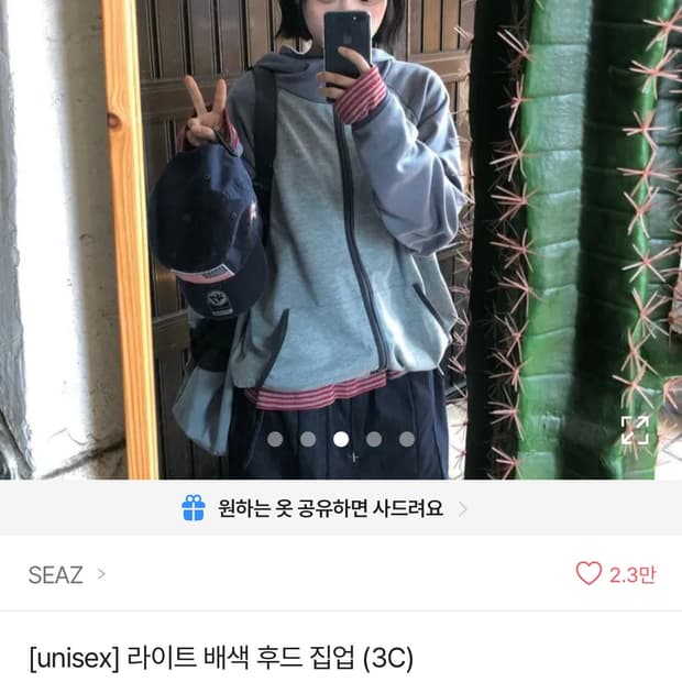 라이트 배색 후드 집업