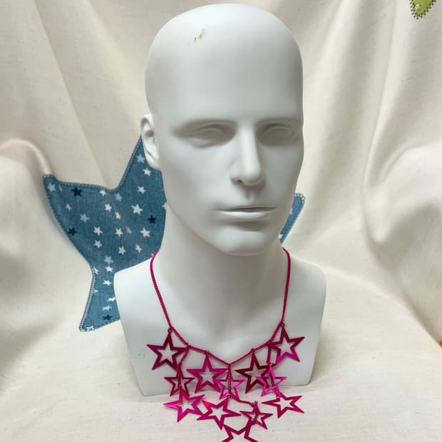 Glossy Multi-Star Pink Necklace