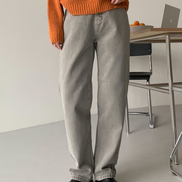 메리동 마켓 그레이 일자데님 라이트 그레이 키작녀 아담녀 데일리 이하경