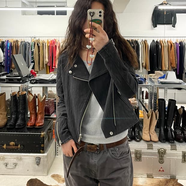 Y's python denim rider jacket 요지 파이톤 데님