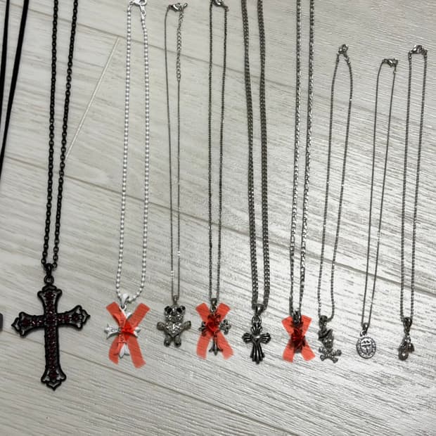 올1.5 빈티지 크롬깔 뱀 판다 동물 네잎클로버 십자가 큐빅 목걸이