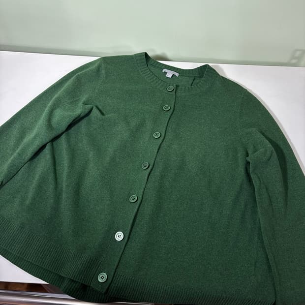 우먼M 코스 COS 오버핏 그린 U넥 가디건