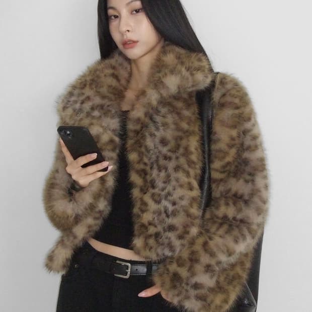 새상품) The mory park 도매택 레오파드 퍼자켓 (정가 15만원