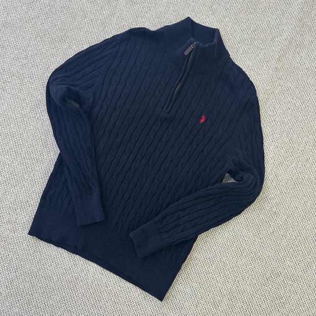 L 유에스폴로 케이블 니트 코튼 0413D