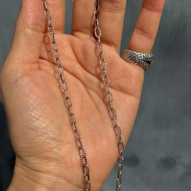 Twisted Oval Link Chain 925 Silver Neckl