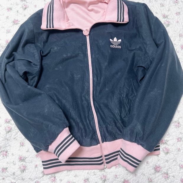 빈티지 90ss 데드스탁 아디다스 블루종 져지 리버시블 딸기우유