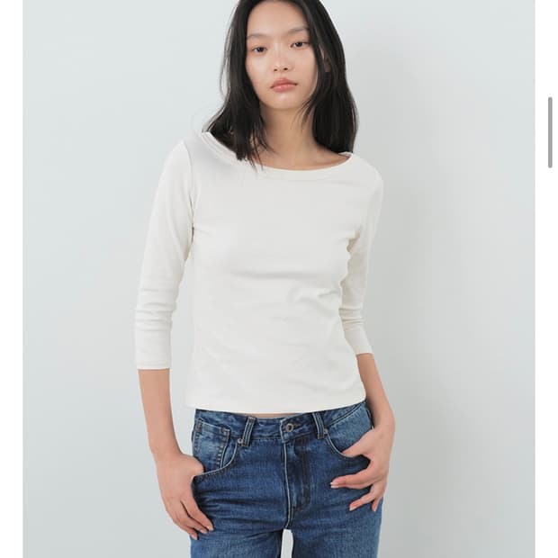 시티브리즈 코튼 보트넥 긴팔티셔츠