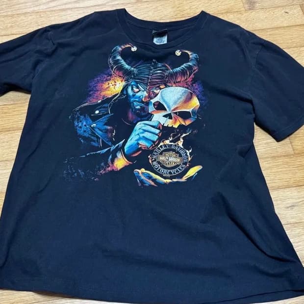 [XL]할리데이비슨 스컬 티셔츠 팝니다