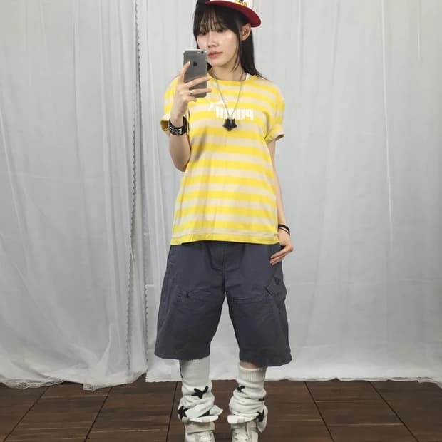 Puma Yellow Stripe Logo Tee