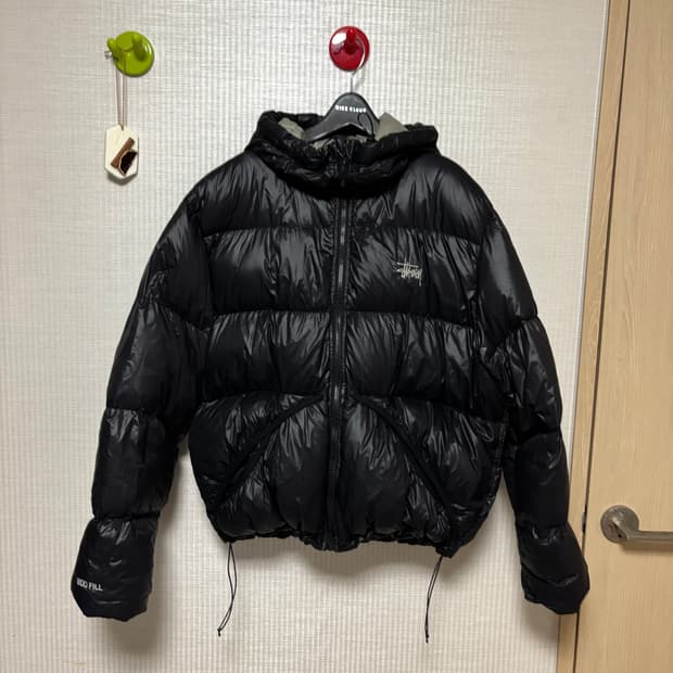 스투시 마이크로 립스탑 블랙 M size 숏패딩