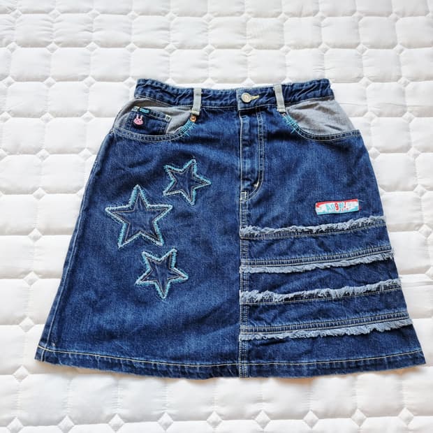 빈티지 스타 데님 스커트
