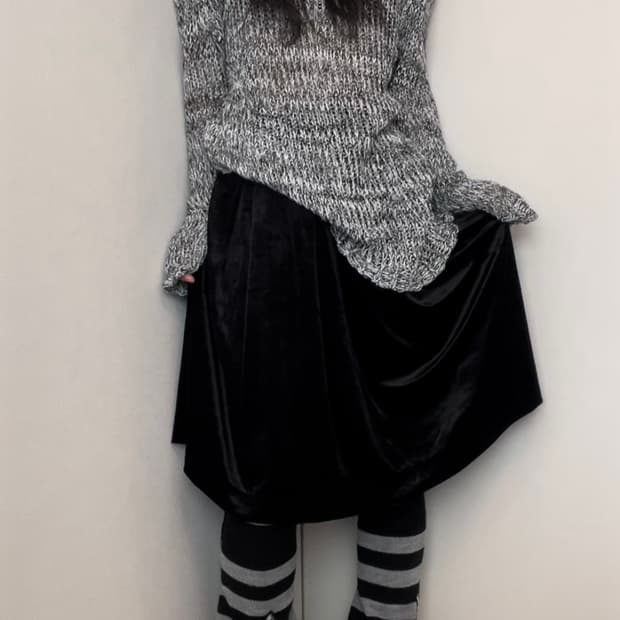 black velvet midi skirt