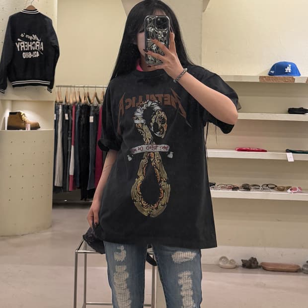 빈티지 메탈리카 푸시헤드 아트웍 반팔티셔츠 U1324