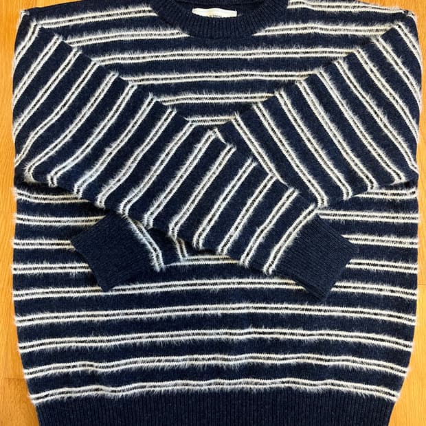 웨이비니스 헤어리 스트라이프 니트 아쿠아블루 2