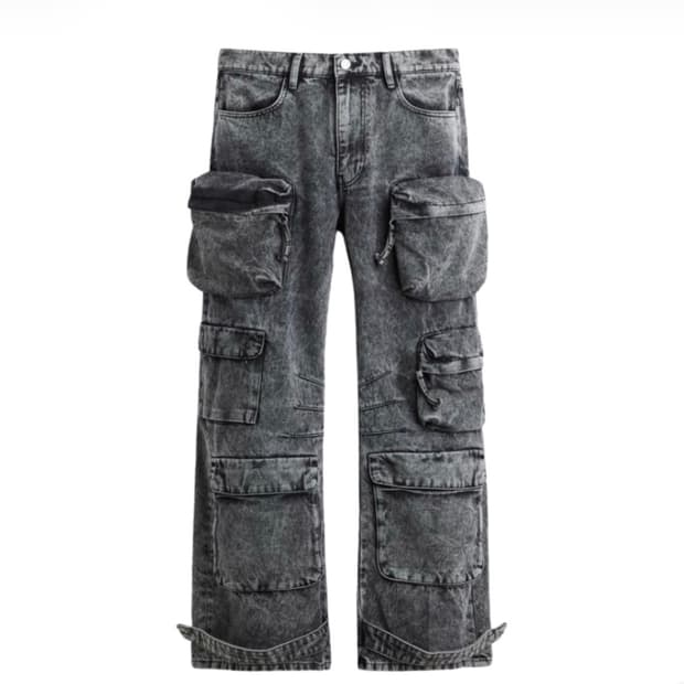 자라 utility pocket jean gray M